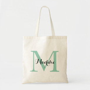 Sac fourre-tout Monogramme initial, vert et noir