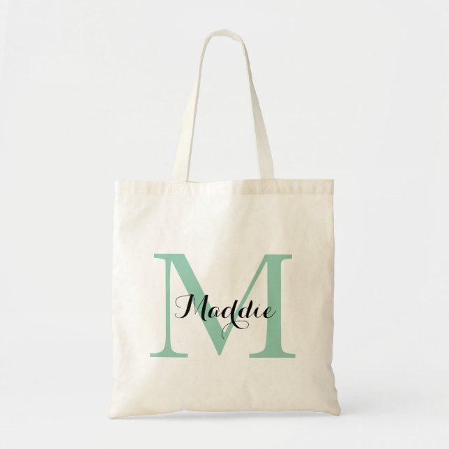 Sac fourre-tout Monogramme initial, vert et noir (Devant)