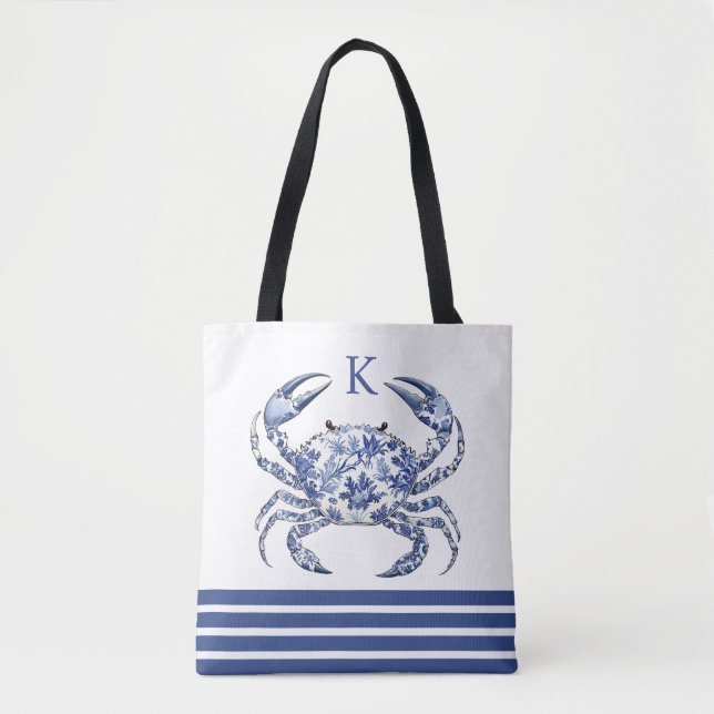 Sac fourre-tout monogramme nautique côtier au crab (Devant)