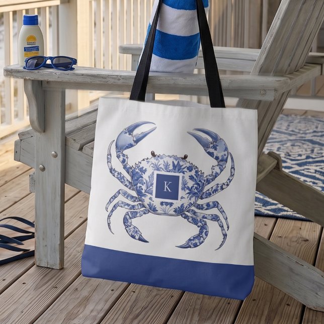 Sac fourre-tout monogramme nautique côtier au crab (Créateur téléchargé)