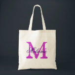 Sac fourre-tout monogramme personnalisé | Orchidée<br><div class="desc">Sac fourre-tout monogramme de nom personnalisé | Couleur violet orchidée. Design élégant de logo avec des initiales monogrammées. Idée cadeau vintage pour mariée,  filles de fleurs,  bonne d'honneur et demoiselles d'honneur en mariage. Typographie de script élégante.</div>