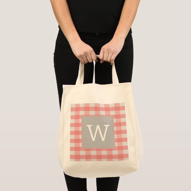 Sac fourre-tout Monogramme Pink Buffalo Plaid (Devant (produit))