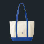 Sac fourre-tout monographique Preppy personnalisé<br><div class="desc">Sac fourre-tout bleu monographique Preppy personnalisé</div>
