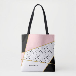 Sac fourre-tout Motif Abstrait rose et noir chic