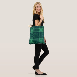 Sac fourre-tout motif carré  vert Tartan