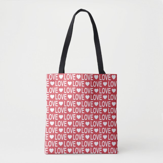 Sac fourre-tout Motif d'amour blanc (Devant)