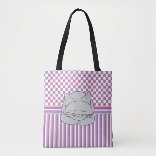 Sac fourre-tout Motif de chats gris dormant (Devant)