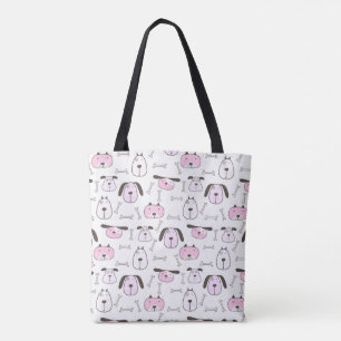 Sac fourre-tout Motif de chien rose et blanc adora