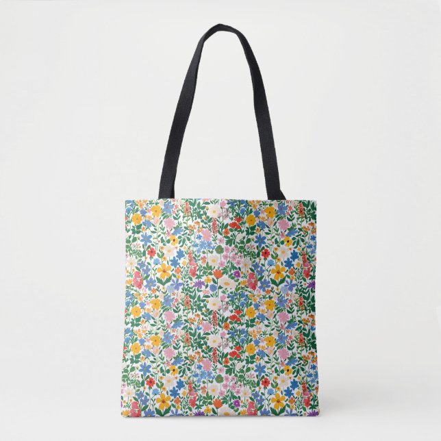 Sac fourre-tout - motif de fleurs florales. (Devant)