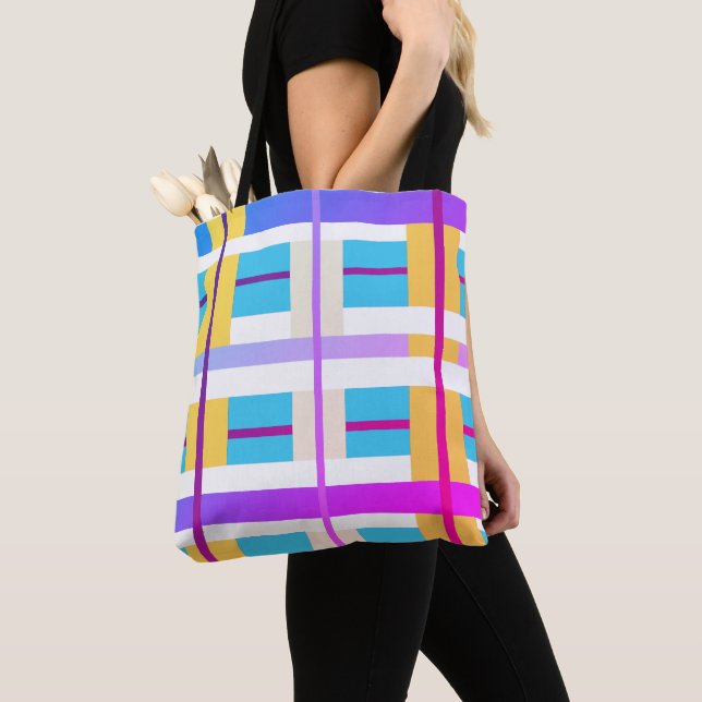 Sac fourre-tout Motif de lignes colorées (De près)