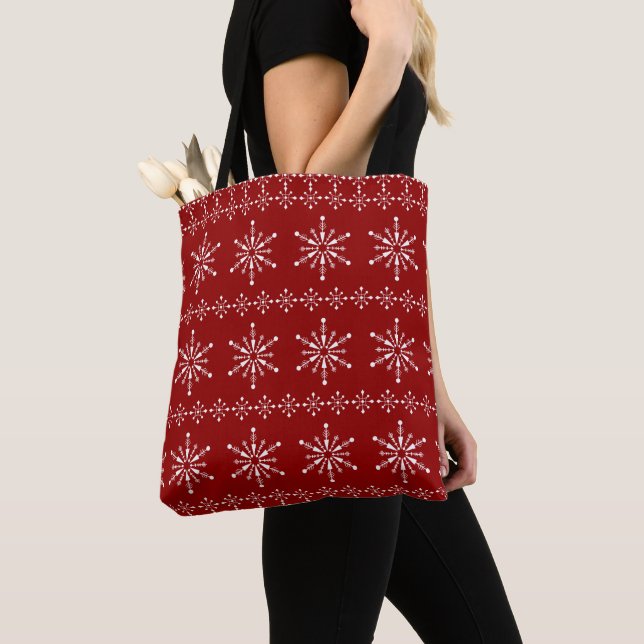 Sac fourre-tout motif de Noël Snowflakes (De près)