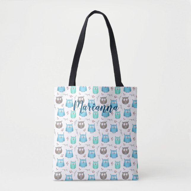 Sac fourre-tout Motif des Chouettes et branches (Devant)