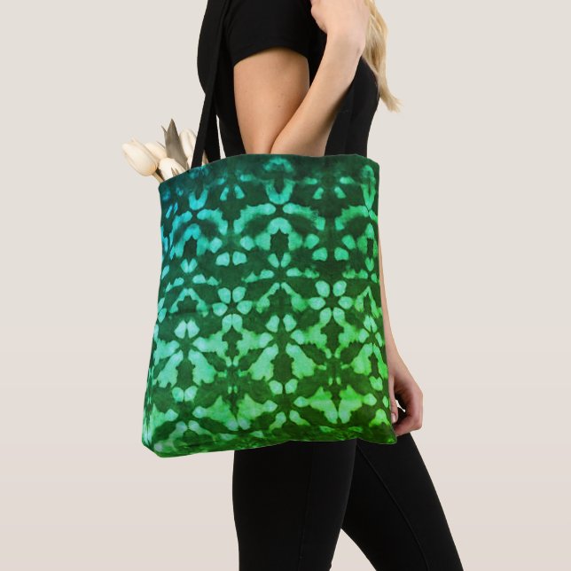Sac fourre-tout Motif d'impression Green Shibori (De près)
