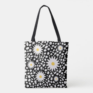 Sac fourre-tout Motif floral noir et blanc