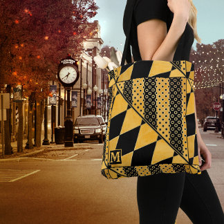 Sac fourre-tout Motif noir Monogram Gold