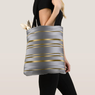Sac fourre-tout Motif Silver and Gold Stripes