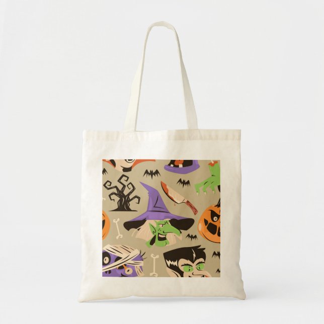 Sac fourre-tout motif vintage Halloween (Devant)