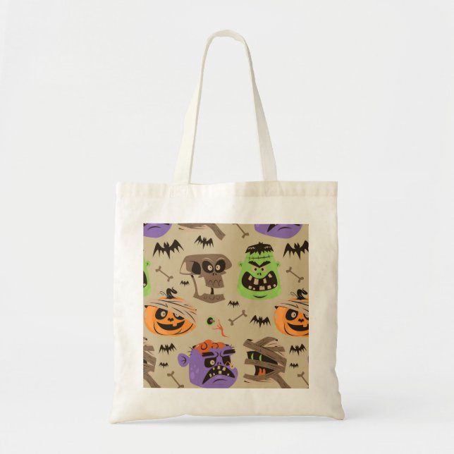 Sac fourre-tout motif vintage Halloween (Devant)