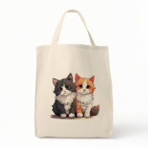Sac fourre-tout Naturel Amoureux des chats mignon 