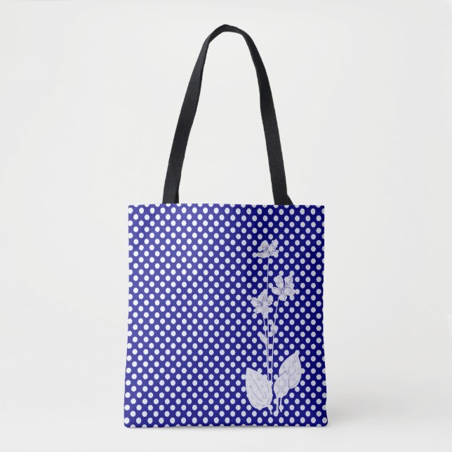 Sac fourre-tout Navy et pois blancs (Devant)