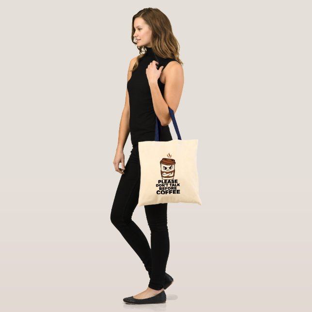 Sac fourre-tout 'Ne parlez pas avant le café' (Devant (modèle))