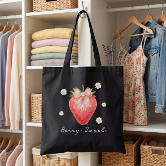 Sac fourre-tout noir à la fraise douce Berry