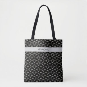 Sac fourre-tout noir avec Motif blanc "V"