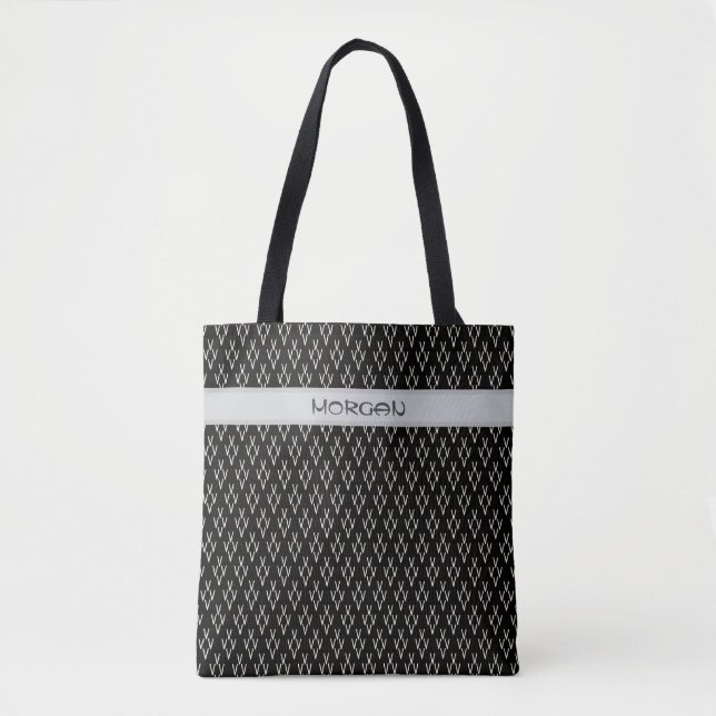 Sac fourre-tout noir avec Motif blanc "V" (Devant)