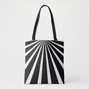 Sac fourre-tout noir blanc rayons de soleil modern