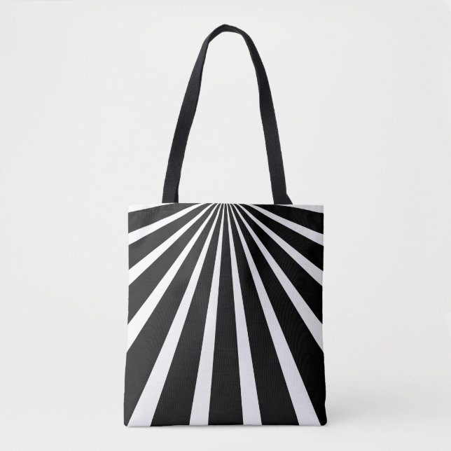 Sac fourre-tout noir blanc rayons de soleil modern (Devant)