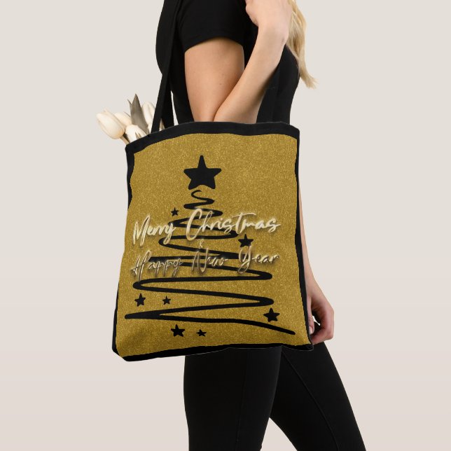 Sac fourre-tout noir doré (De près)