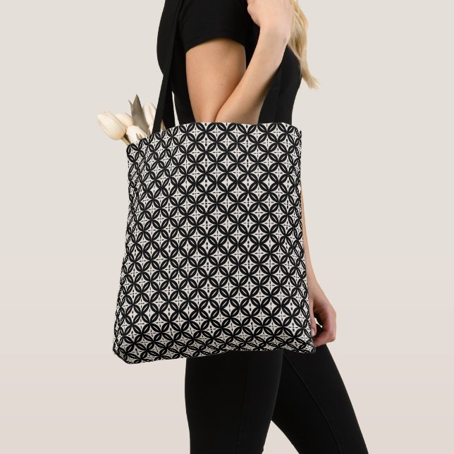 Sac fourre-tout noir et beige (De près)