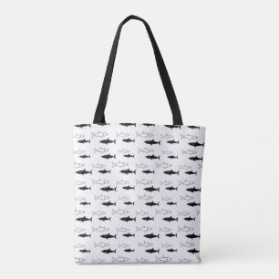 Sac fourre-tout noir et blanc à motif de requin