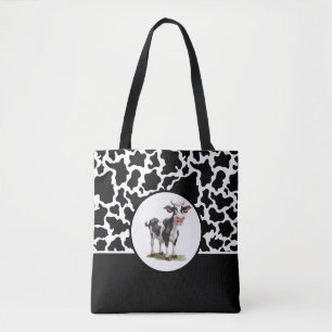 Sac fourre-tout-noir et blanc Vache tacheté Impres