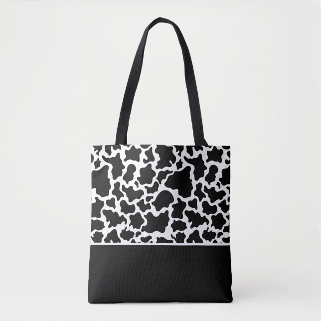 Sac fourre-tout-noir et blanc Vache tacheté Impres (Devant)