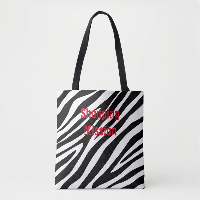 Sac fourre-tout noir et blanc Zebra Print (Devant)