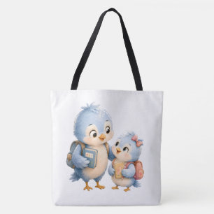 Sac fourre-tout noir frères et soeurs oiseaux mign