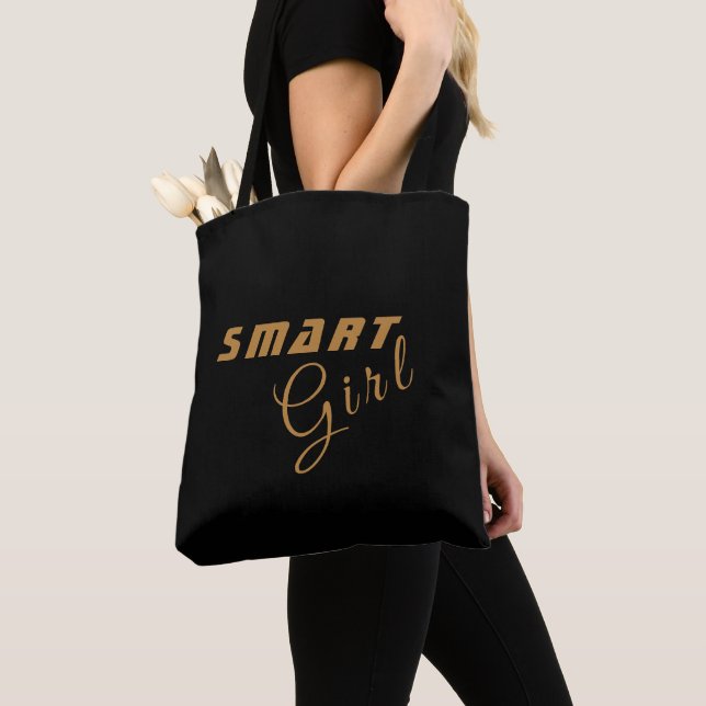 Sac fourre-tout noir graphique Smart Girl (De près)