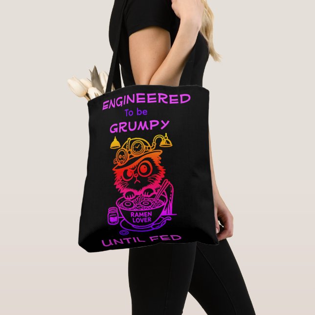 Sac fourre-tout noir Steampunk Ramen Chat drôle d' (De près)