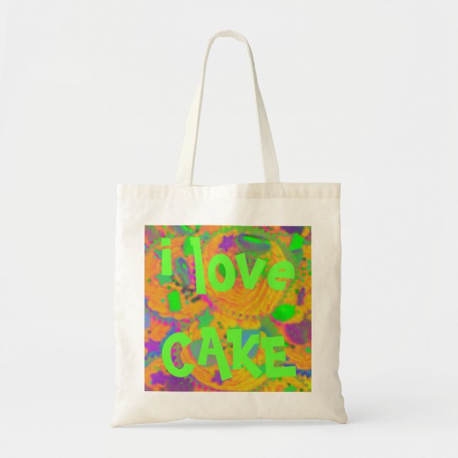 Sac fourre-tout Orange Cupcakes "i love cake" (Devant)