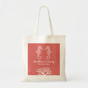 Sac fourre-tout orange rose à mariage d'hippocampe