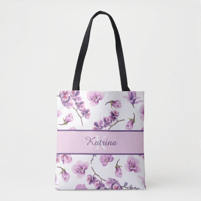 Sac fourre-tout orchidée monogrammée (Devant)