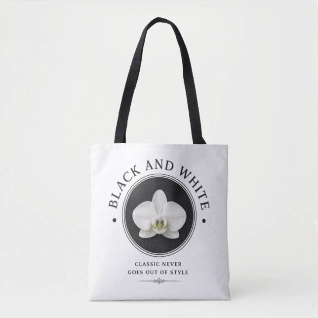 sac fourre-tout orchidée noir et blanc (Devant)
