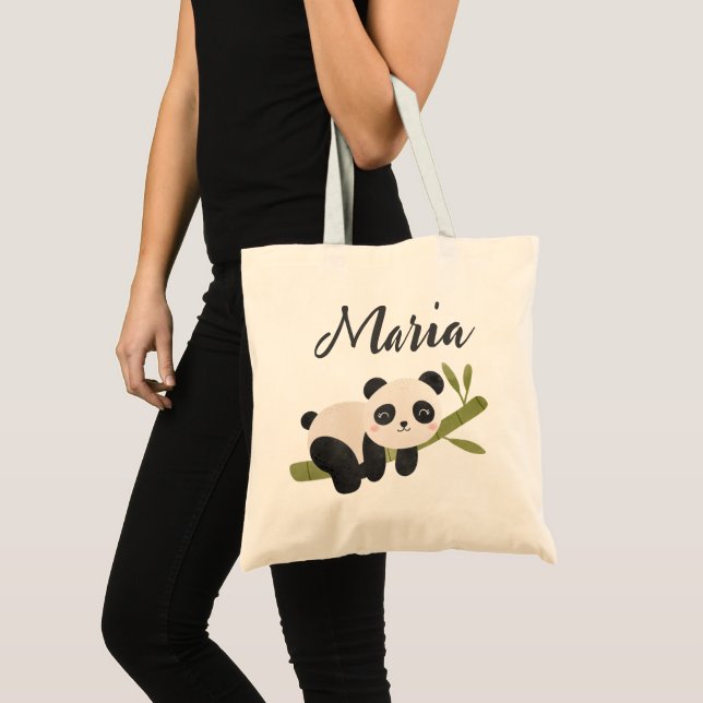 Sac fourre-tout Ours Personnalisé Panda Avec Bambo (Devant (produit))