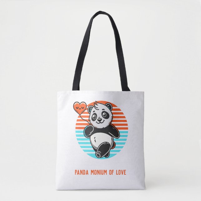 Sac fourre-tout "Panda-monium of Love" Cute Panda (Devant)