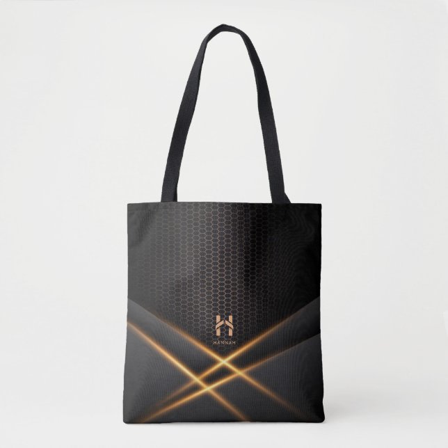 Sac fourre-tout papier peint Abstrait Noir et Gold (Devant)