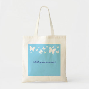 Sac fourre-tout papillon blanc et bleu pour cadeau