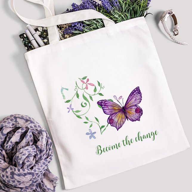 Sac fourre-tout papillon violet (Purple colored butterfly Tote Bag
)
