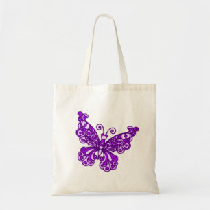 Sac fourre-tout papillon violet et crème