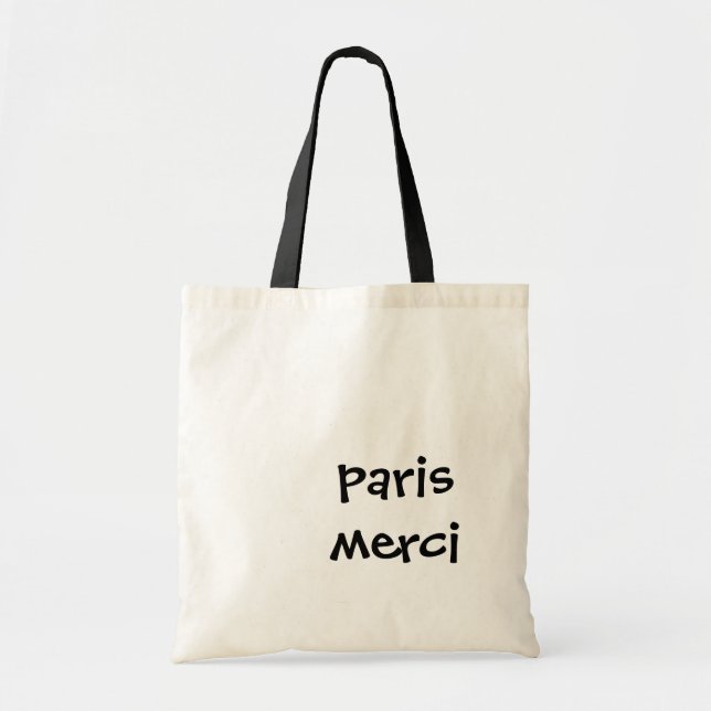 Sac fourre-tout Paris Merci noir et blanc  (Devant)